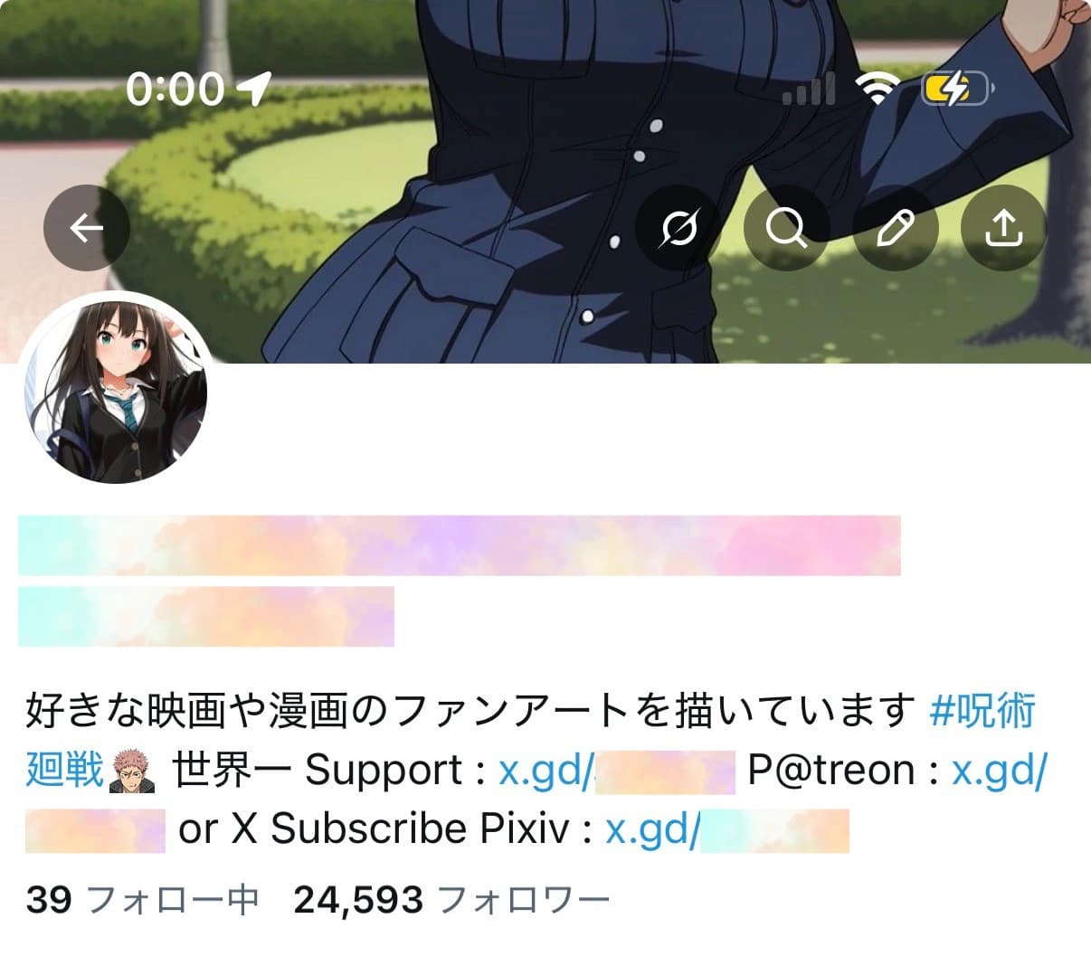 【X】フォロワー24,000人超｜アニメ・二次創作イラスト・呪術廻戦・フリーレン・鬼滅の刃・進撃の巨人・ブルーアーカイブ　AI活用で人気女性キャラ中心に多ジャンル展開した育成済みアカウント